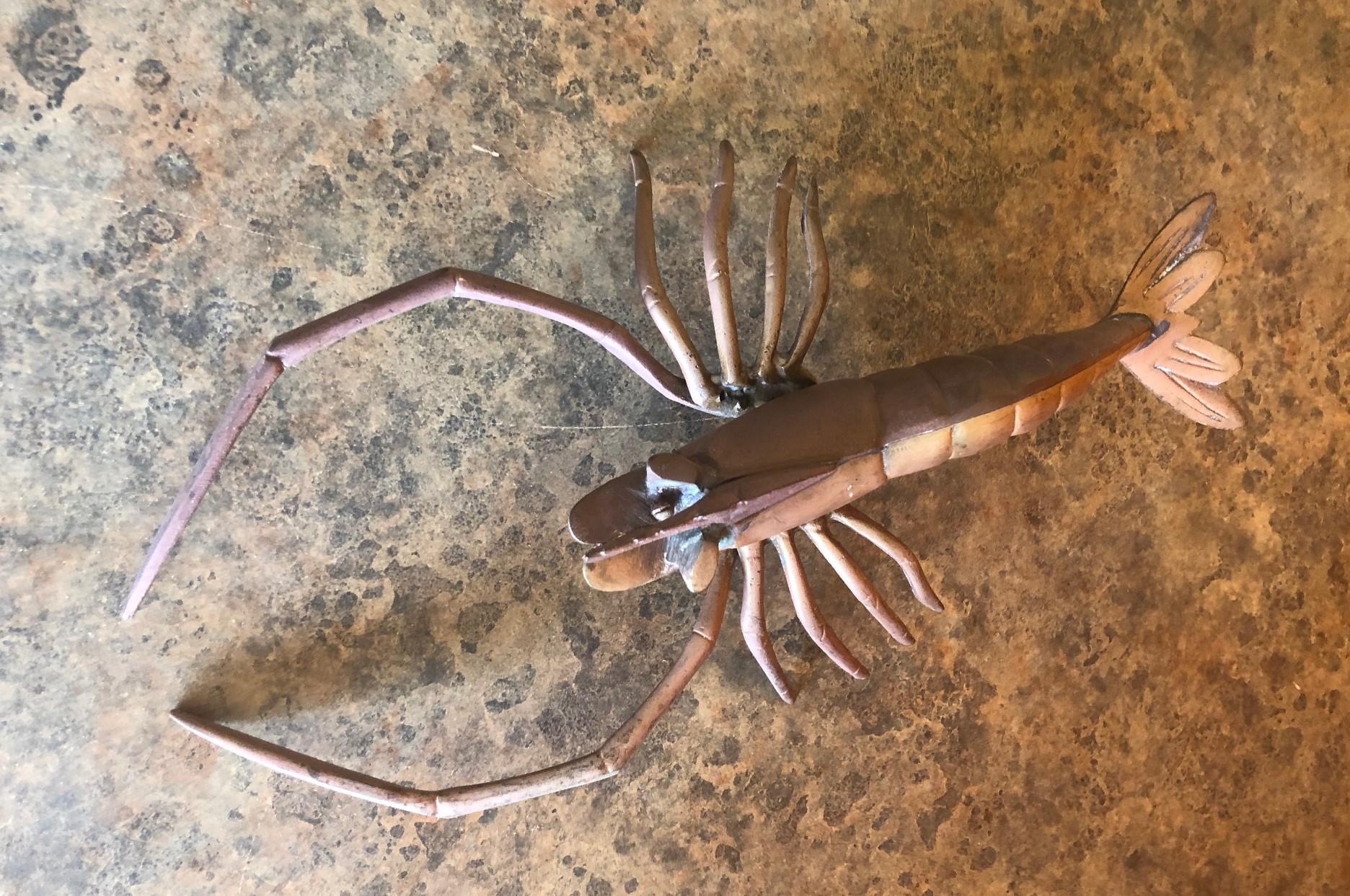 Mid-Century Modern Brass Lobster Sculpture For Sale