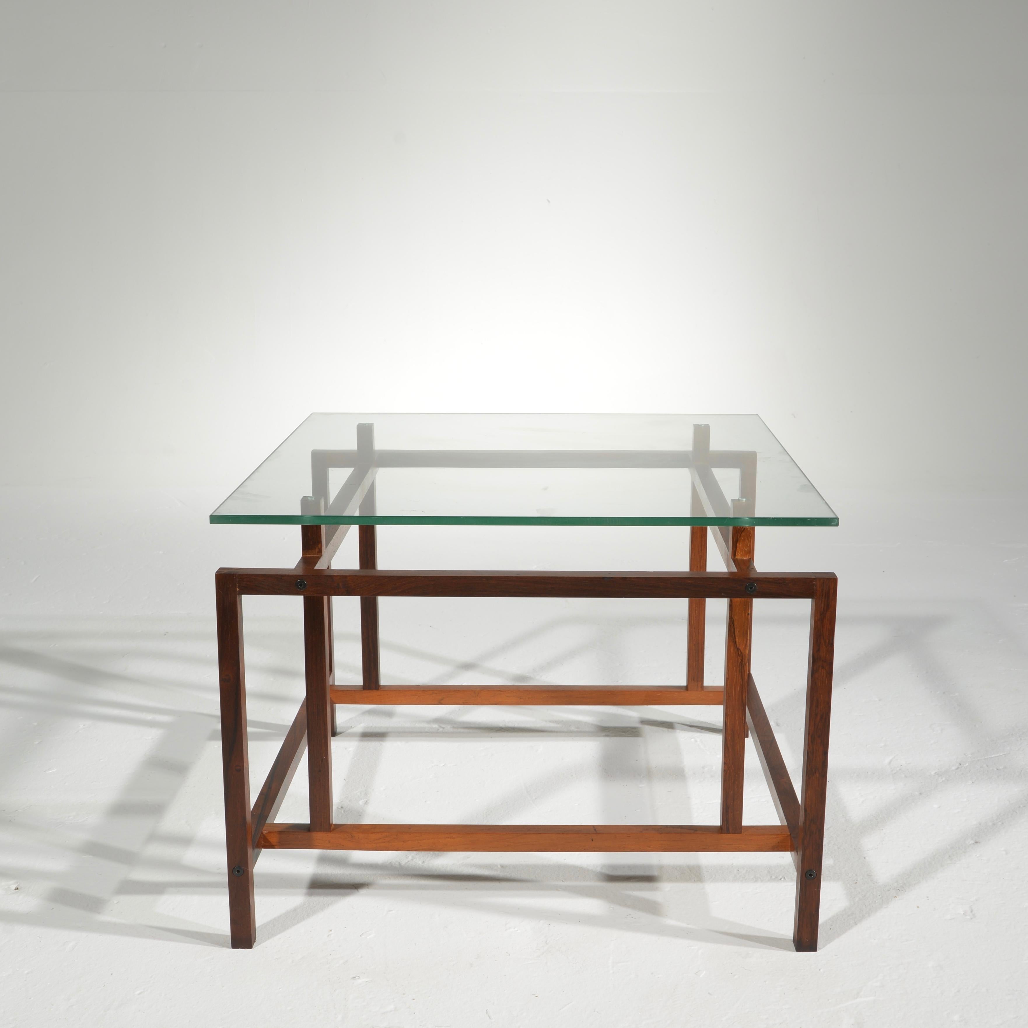 Cut Glass Danish Rosewood Side Table by Henning Norgaard for Komfort