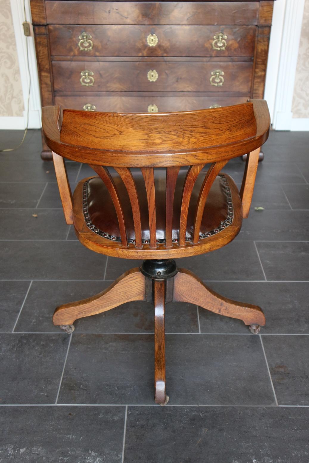 19th Century Antique Oak Office Chair 1