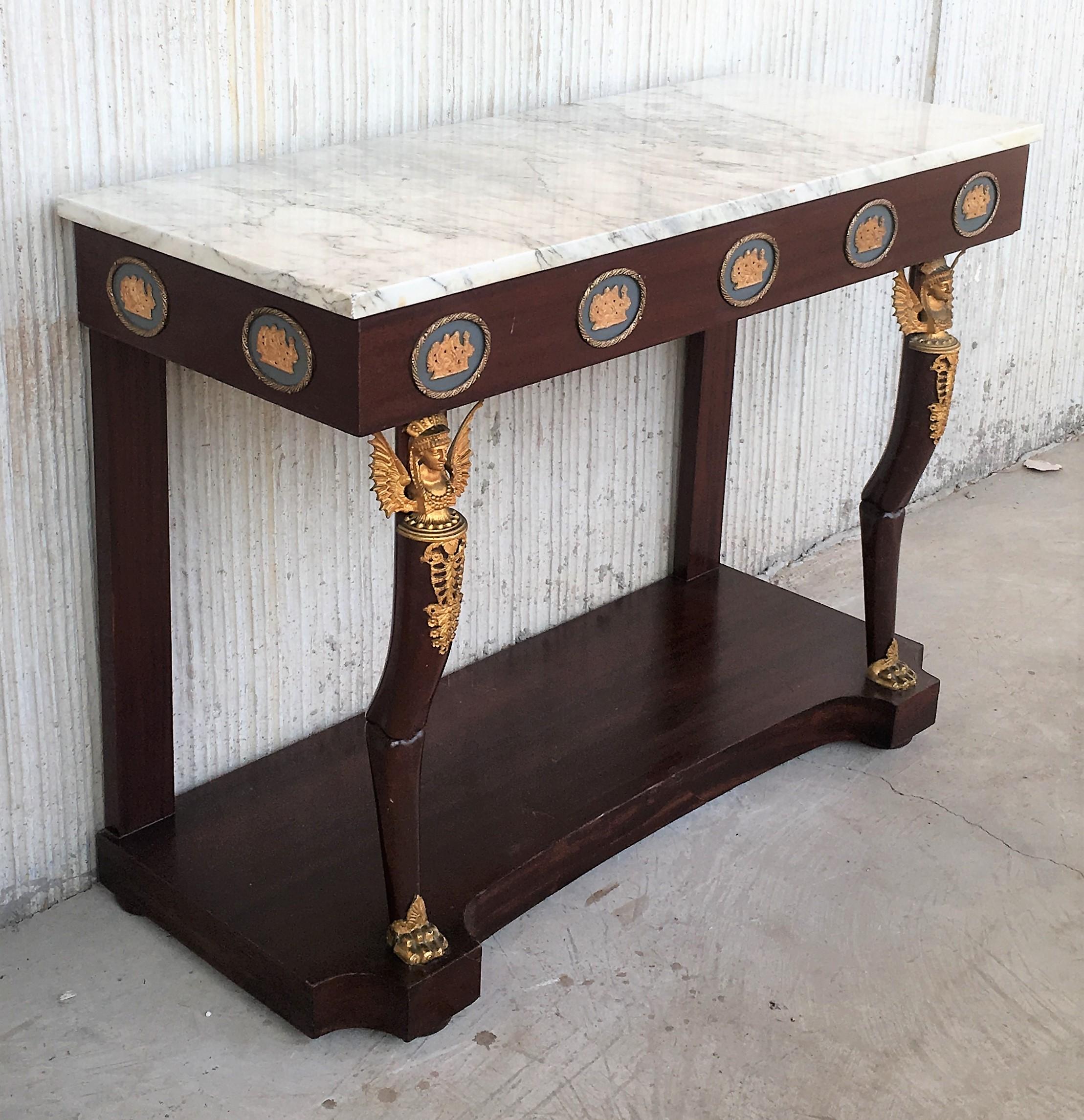 French Ormolu-Mounted Console Table with Marble Top, 19th Century 1