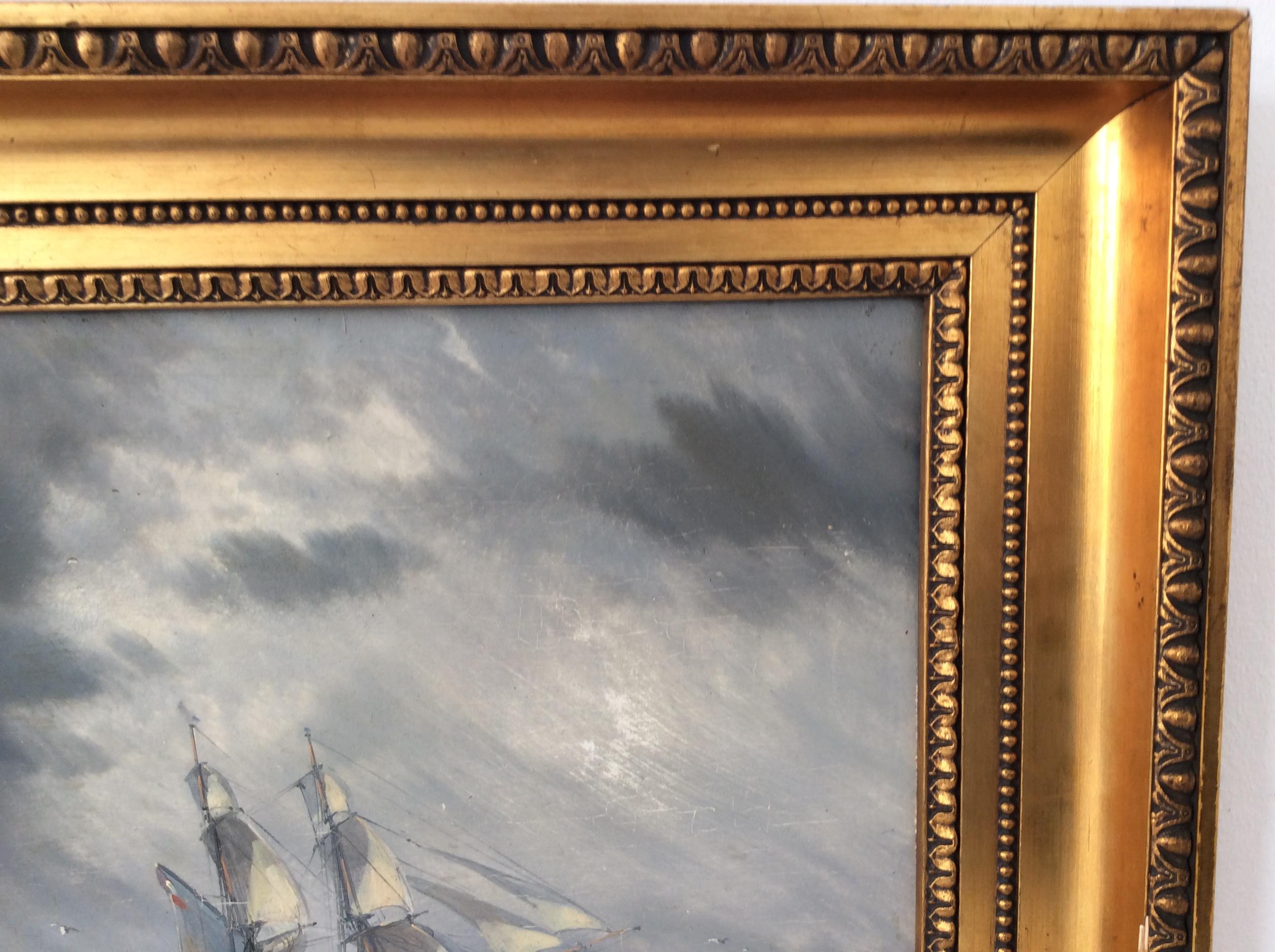 Painting Marine style of Carl Frederik Sørensen In Fair Condition For Sale In Lyngby, DK