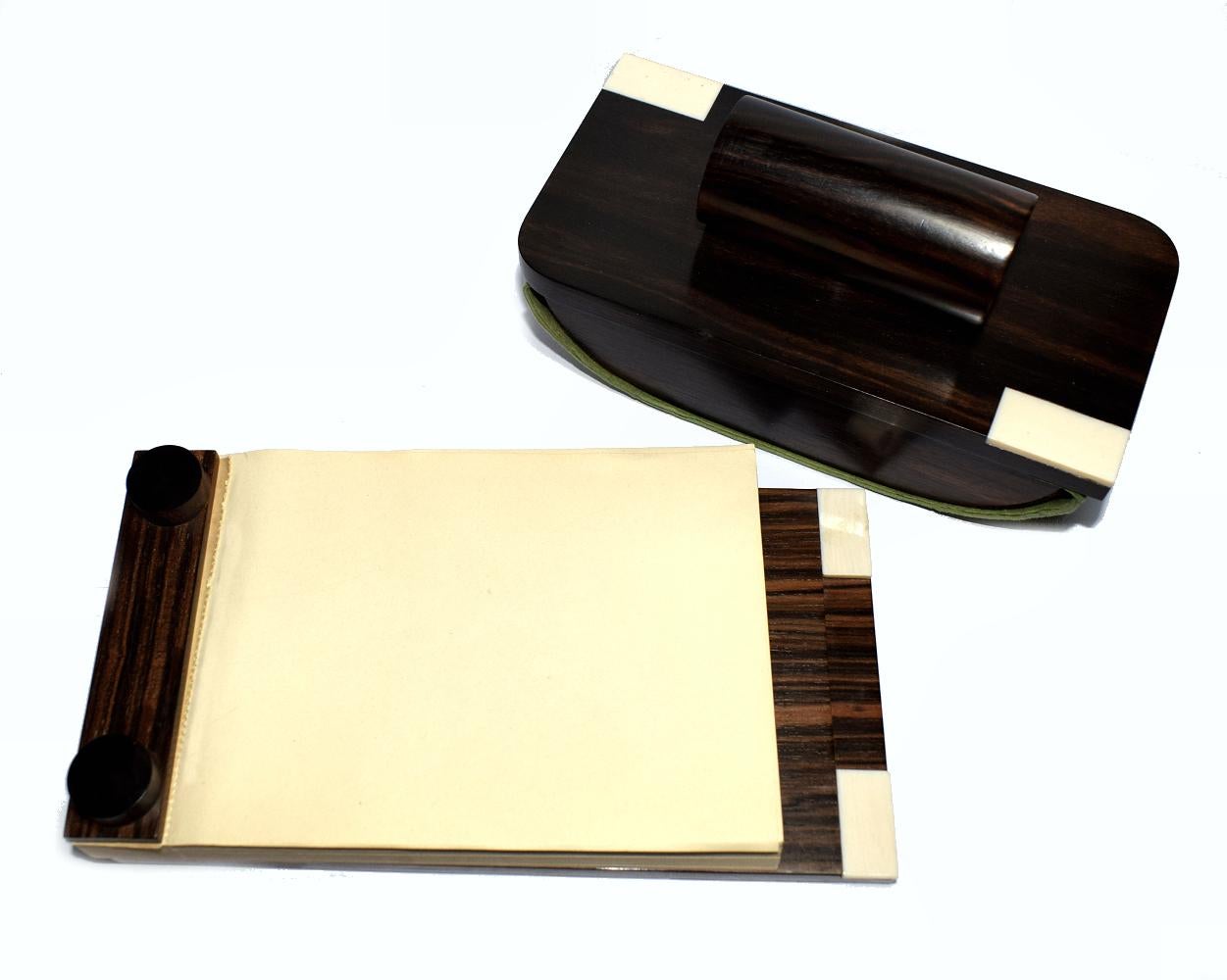 French Art Deco Desk Set in Macassar Ebony 2