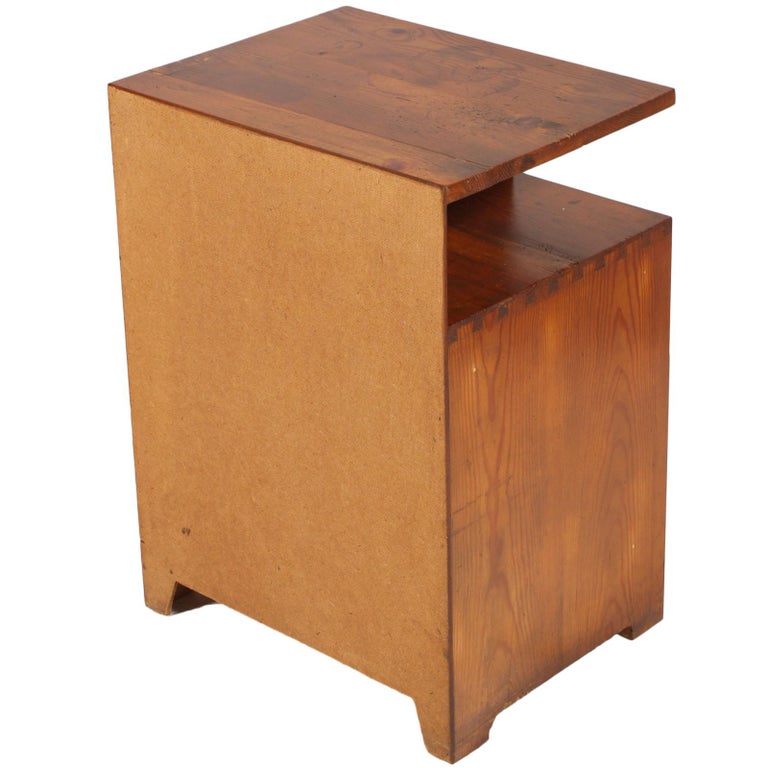 Country Nightstand Art Deco Bedside Table in Solid Larch, Restored Wax