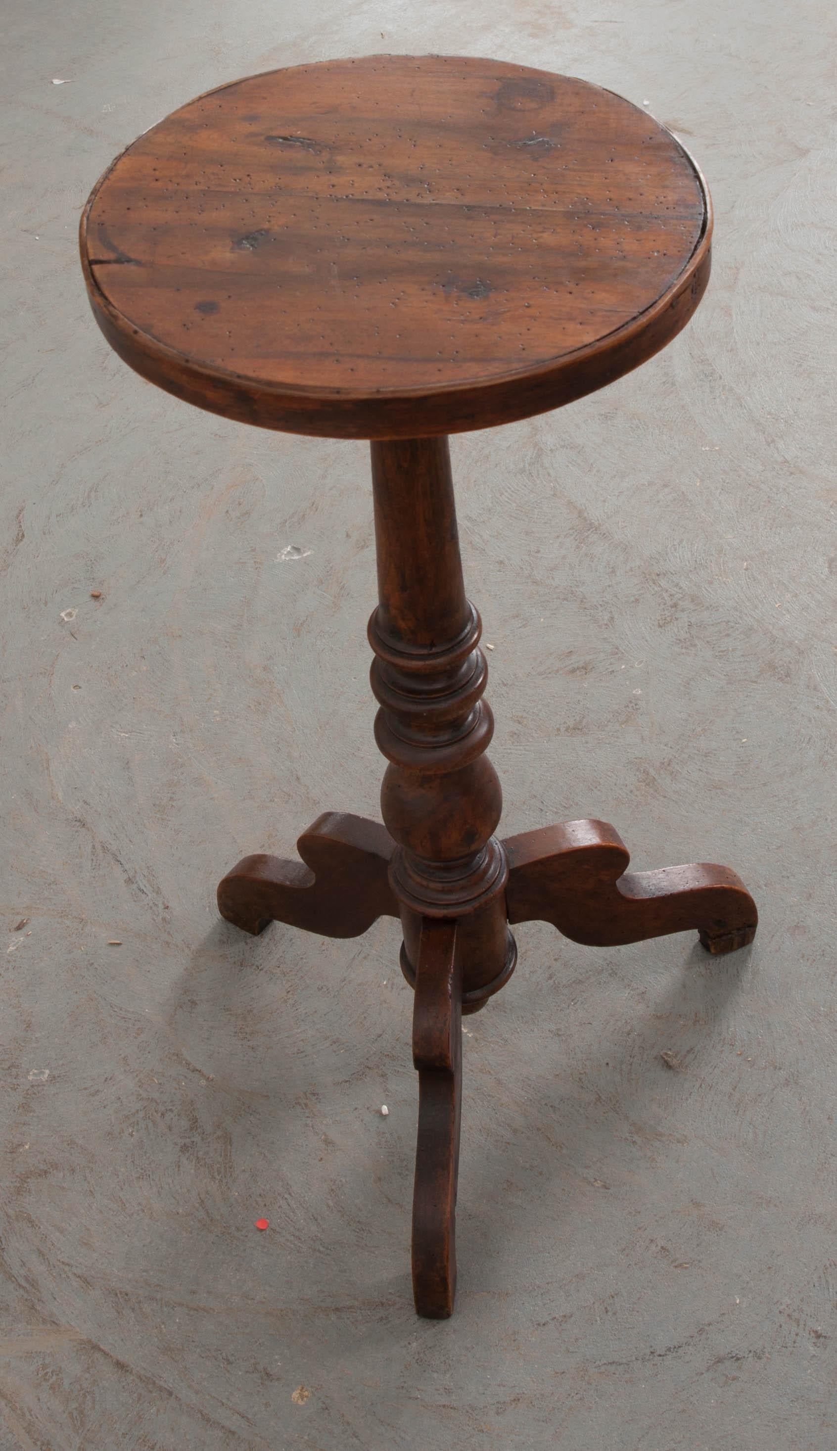 French 19th Century Small Round Walnut Table 2