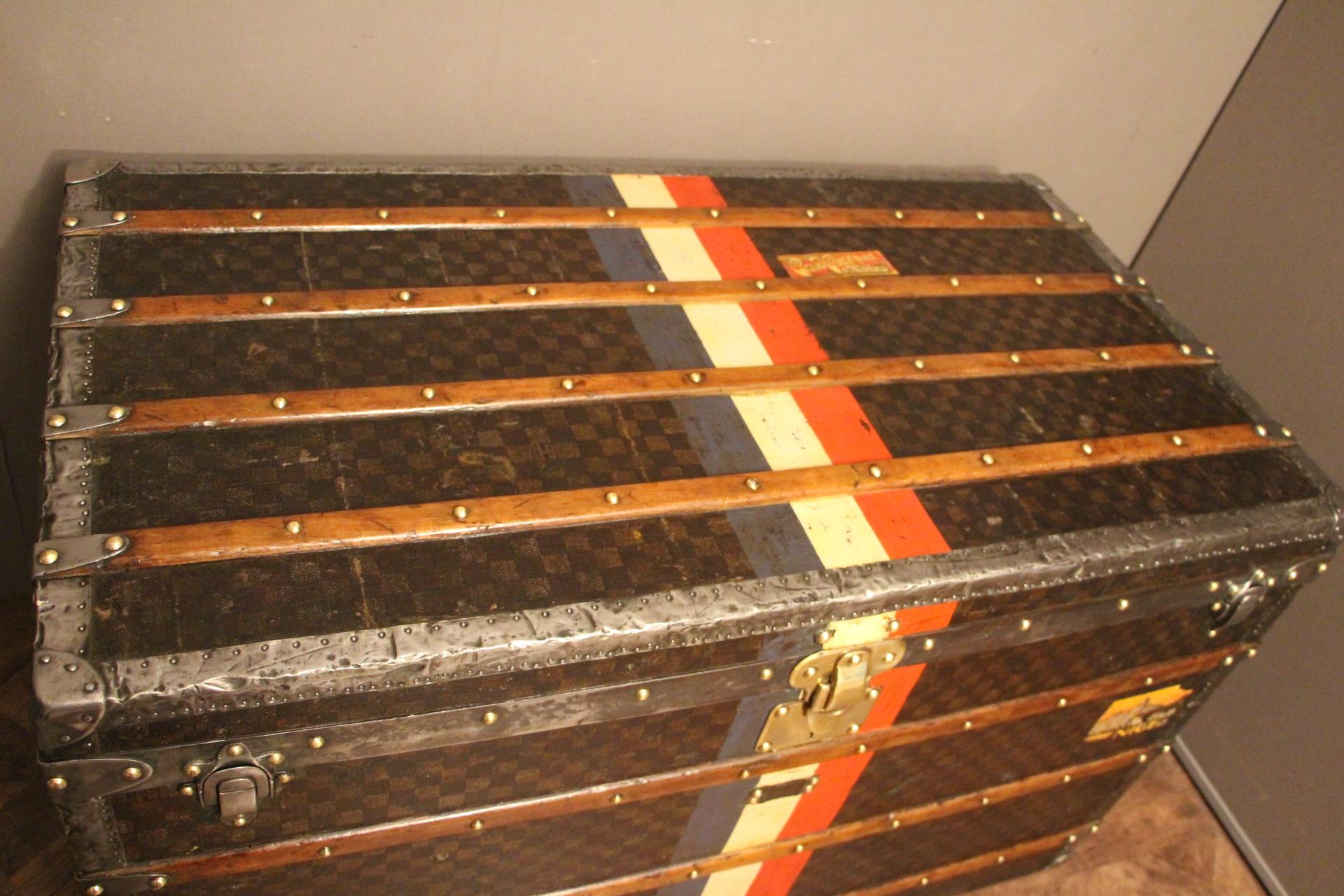 Steel 1890s Large Checkered Louis Vuitton Trunk, Malle Louis Vuitton