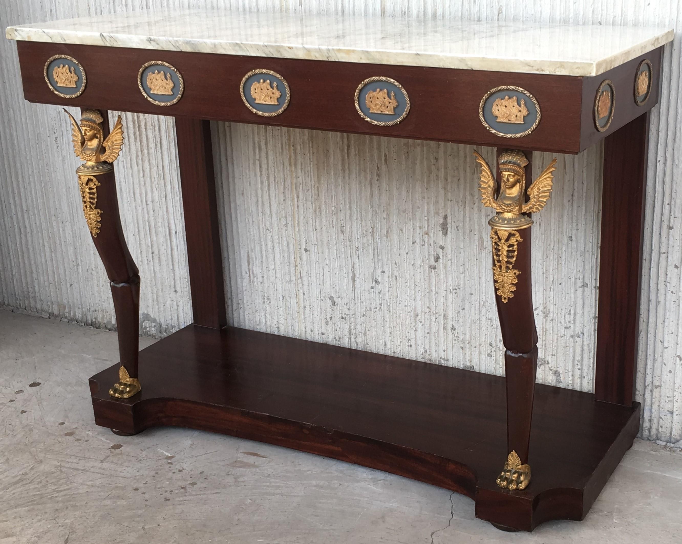 French Ormolu-Mounted Console Table with Marble Top, 19th Century 2