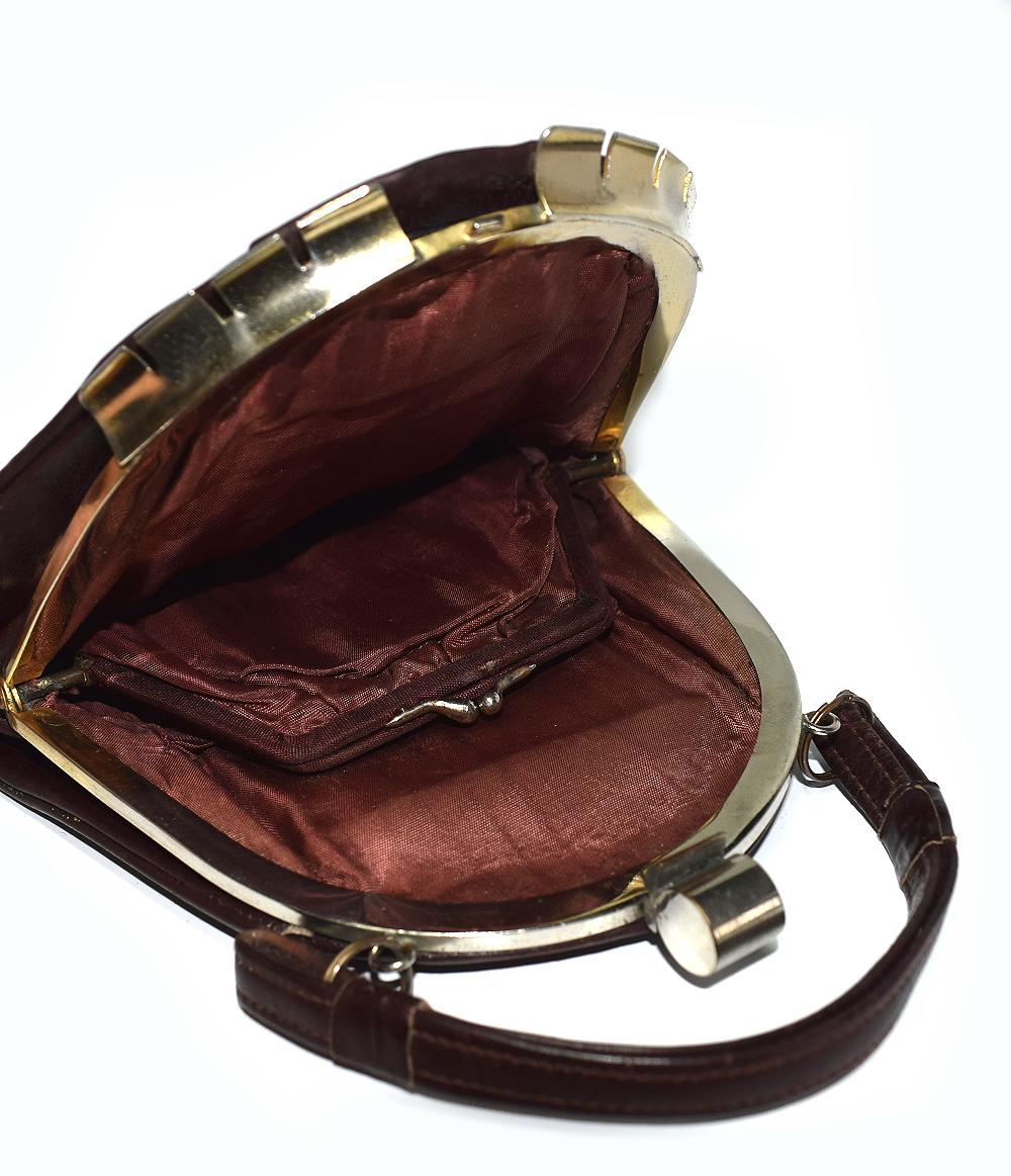 Art Deco 1930s Brown Leather Handbag 1
