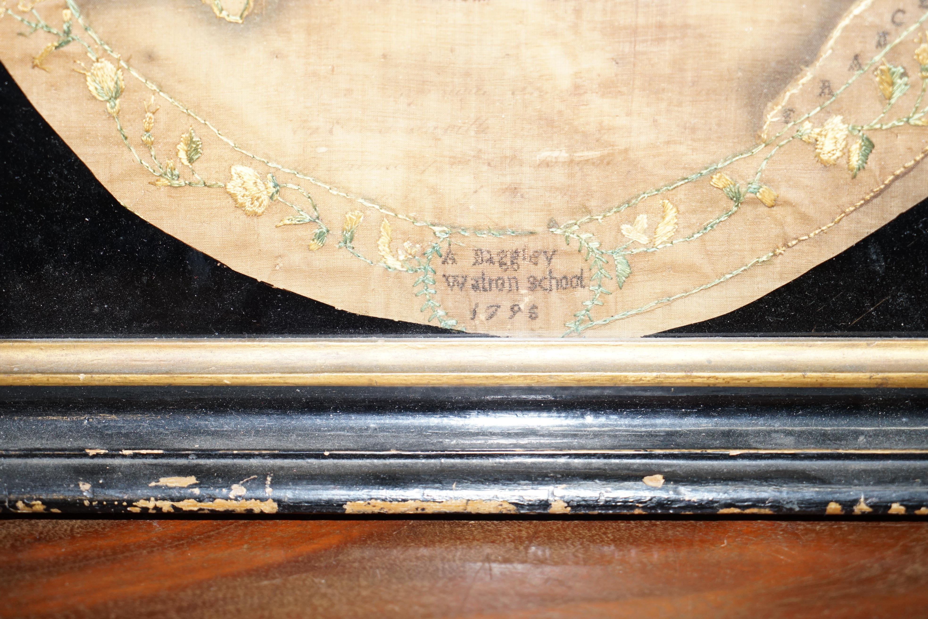 Dated 1798 George III Rare Hand-Sewn on Silk Tapestry Map of England and Wales 1
