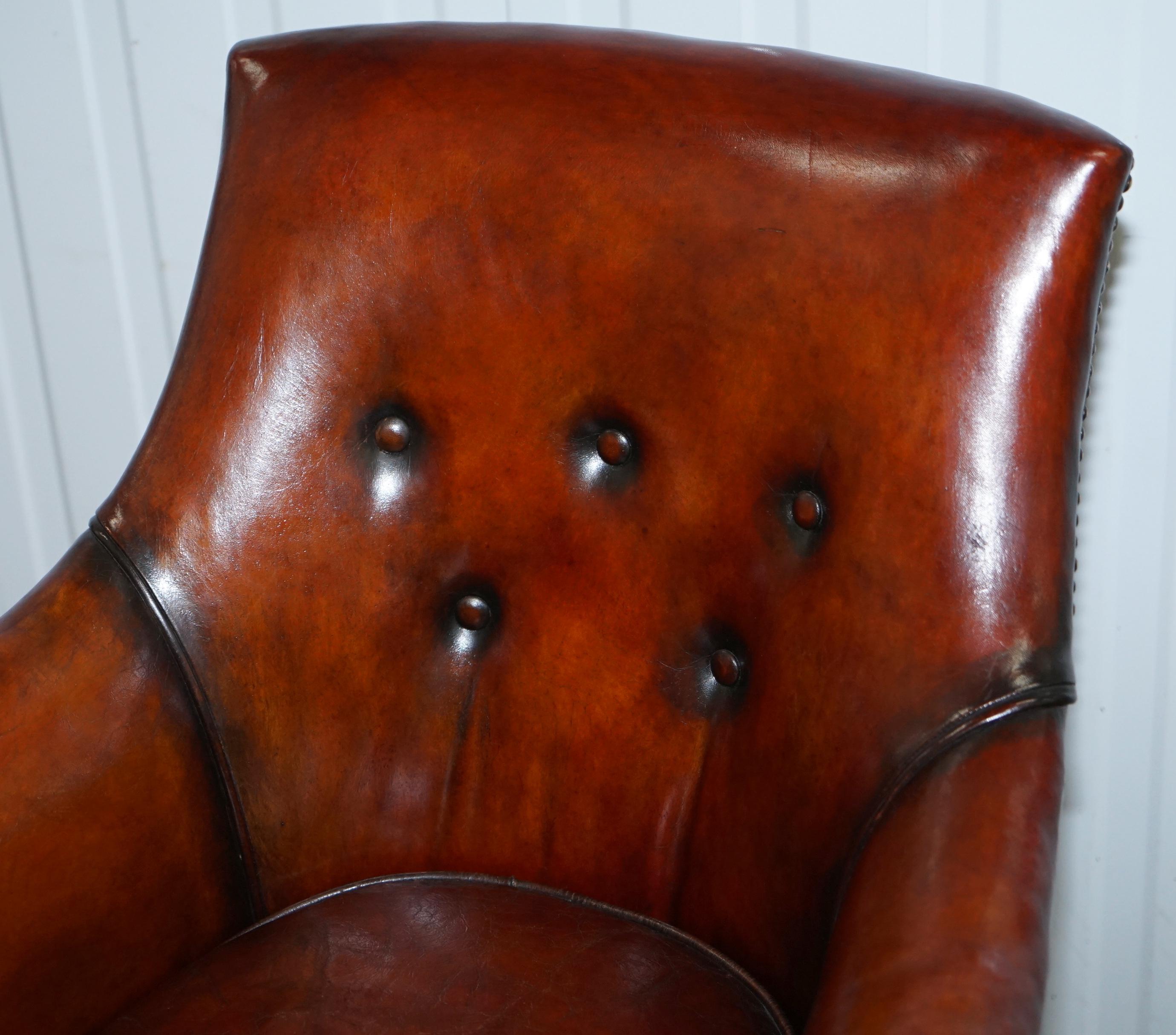 Rare Attributed to Gillows Regency Armchair Hand Dyed Brown Leather Hand-Painted For Sale 2
