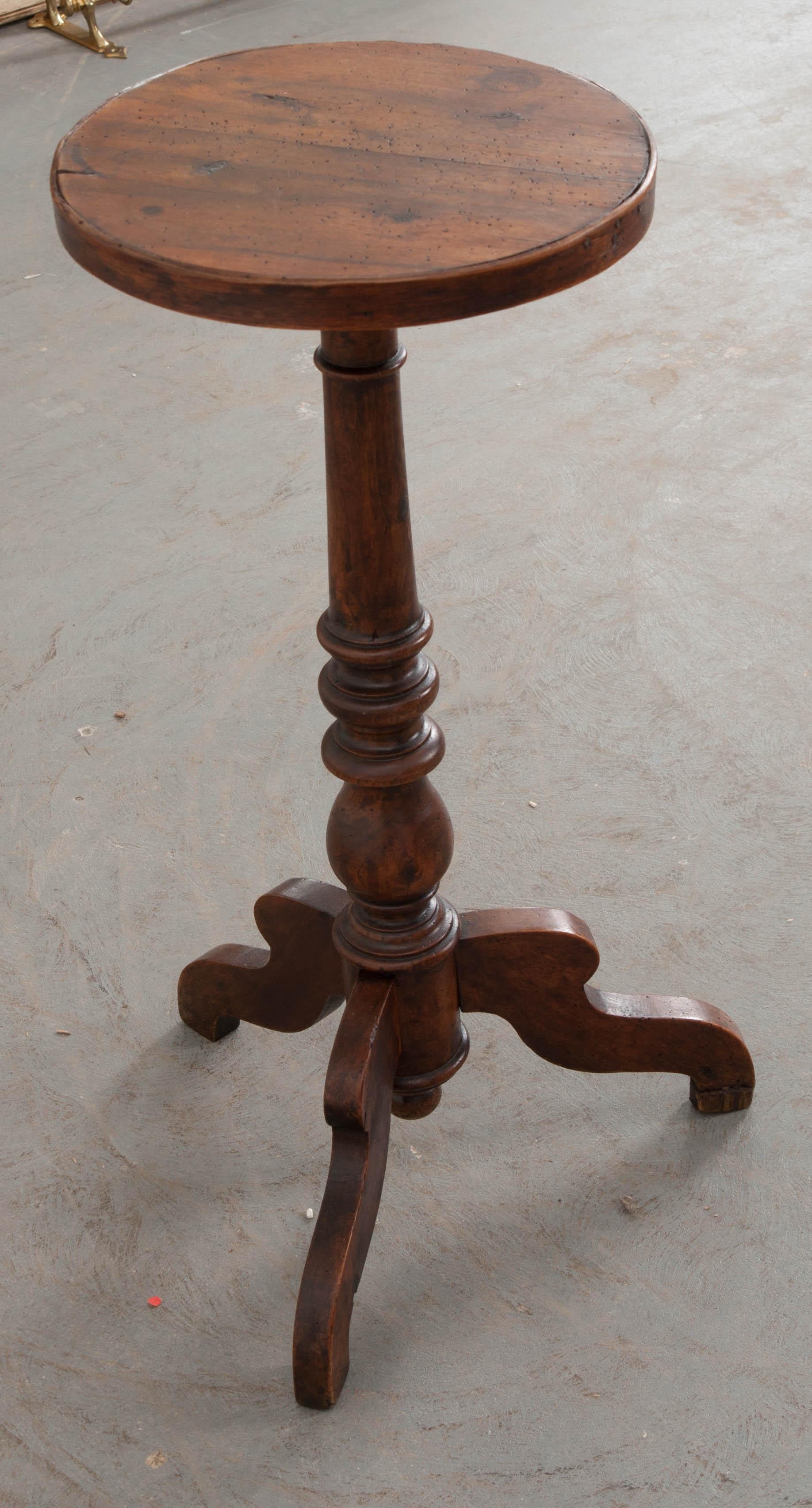 French 19th Century Small Round Walnut Table 3