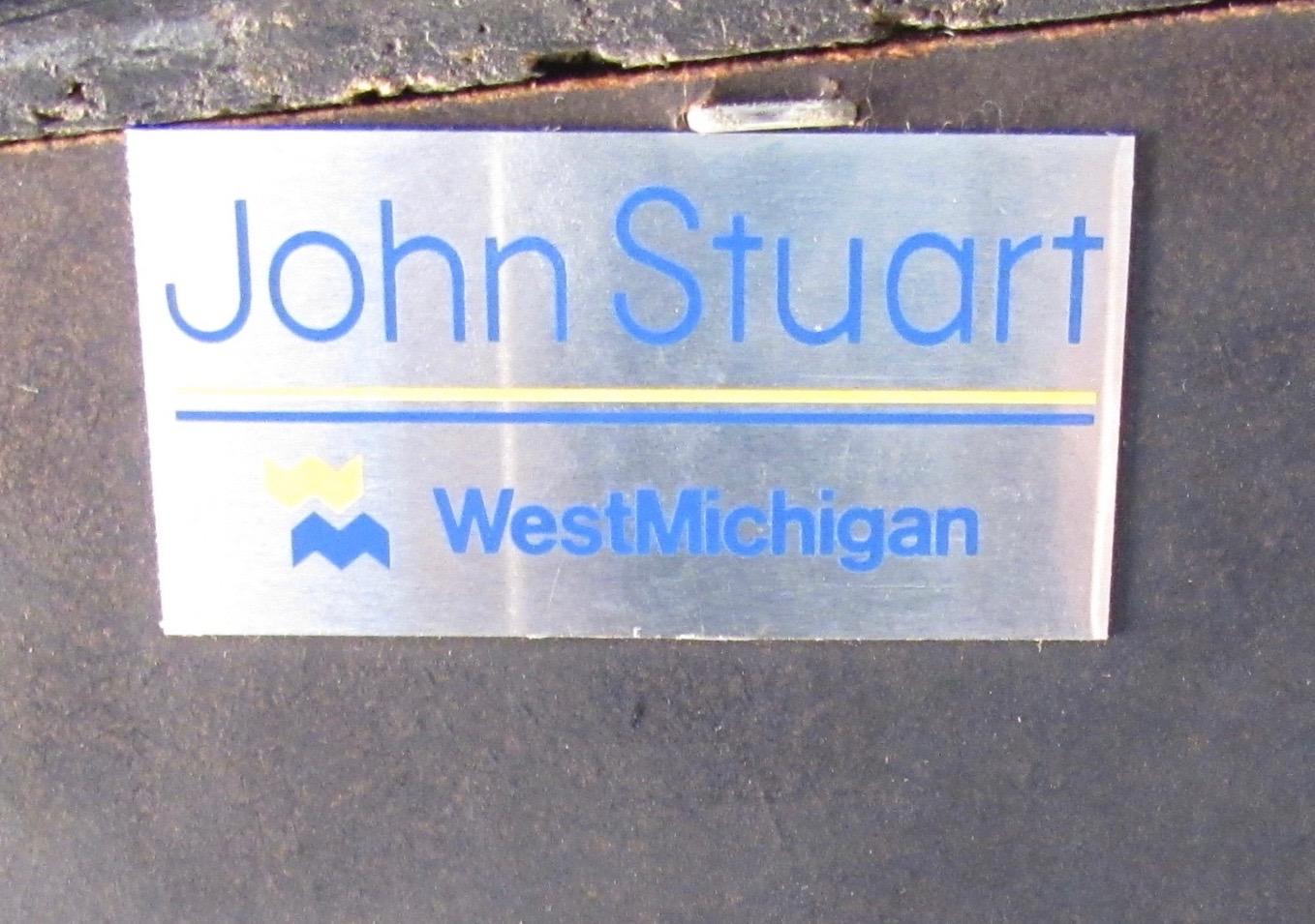 John Stuart Wurzelholz und Glaswandelement (Metall) im Angebot