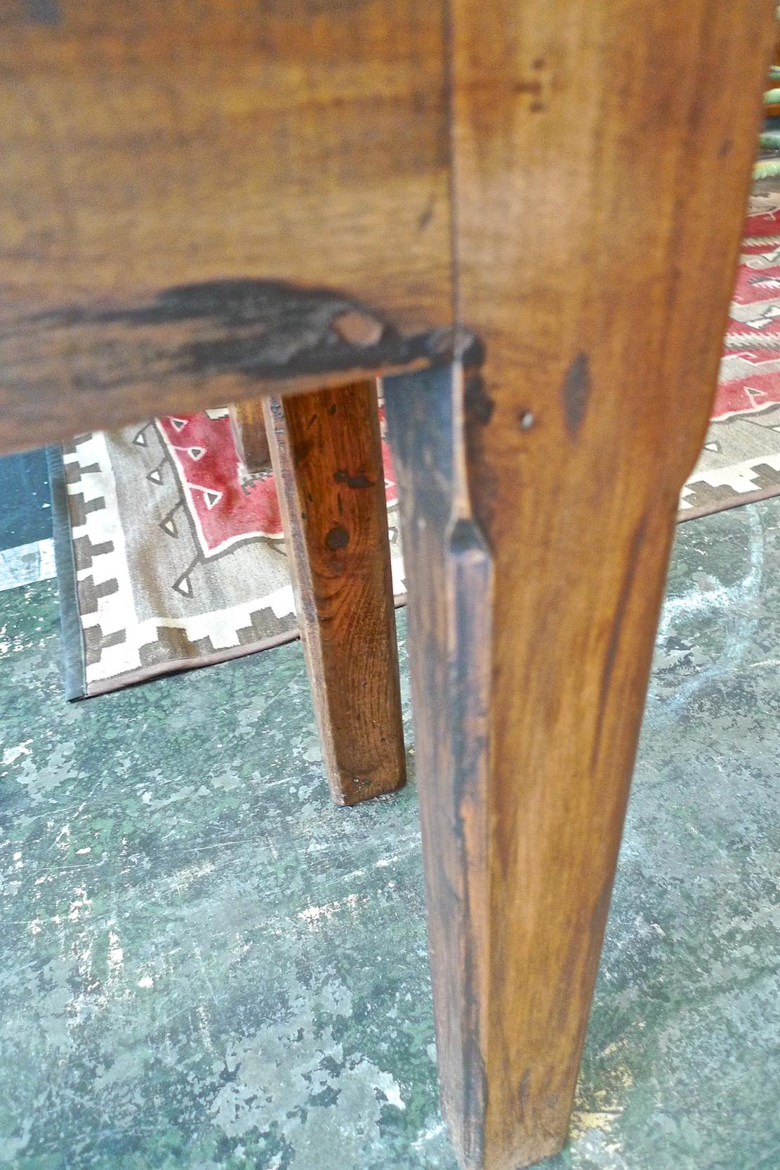 French XIX Long Walnut Console Table with Three Drawers with Original Hardware 3