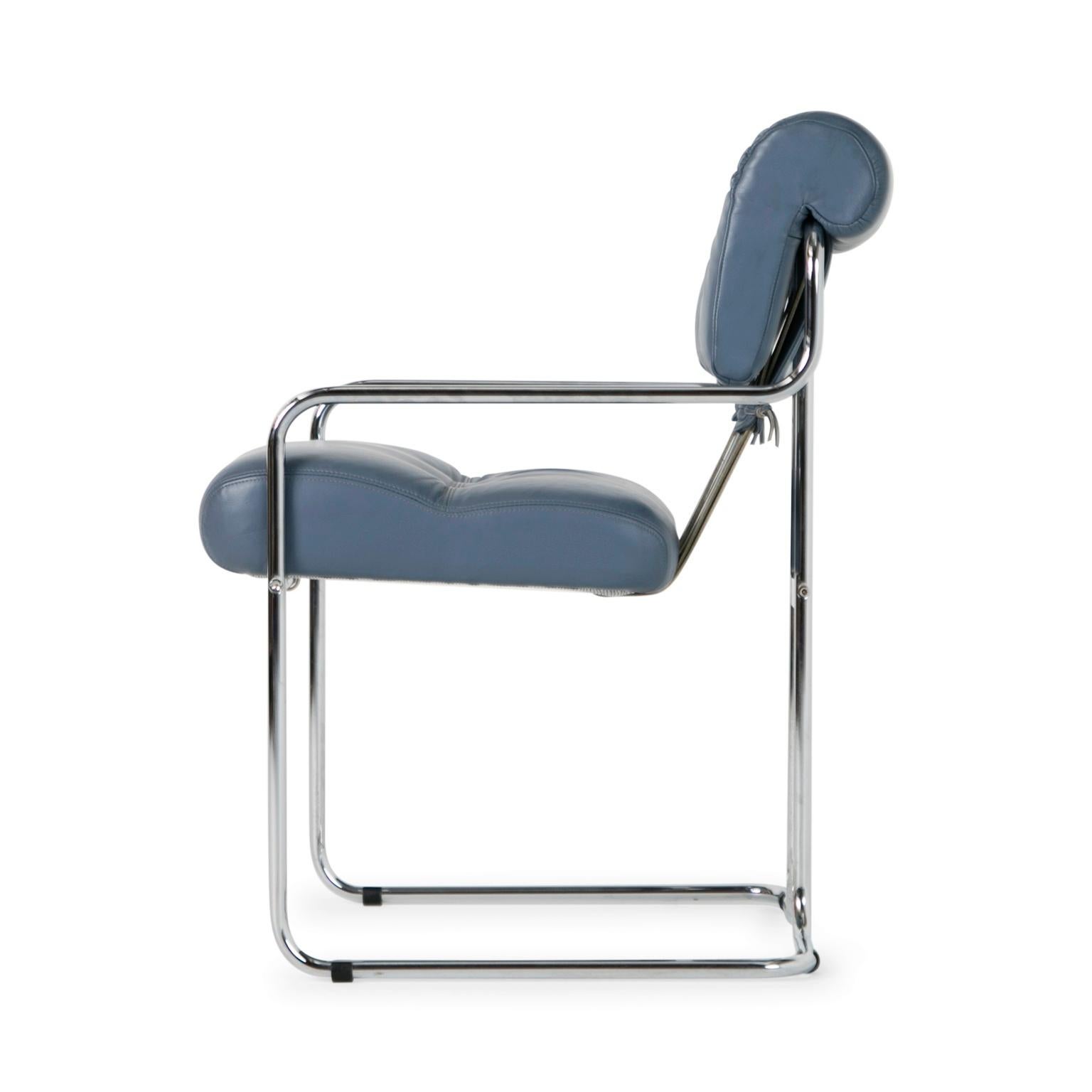 Blue-Grey Leather Tucroma Chair by Guido Faleschini for i4 Mariani, Set of Six  2