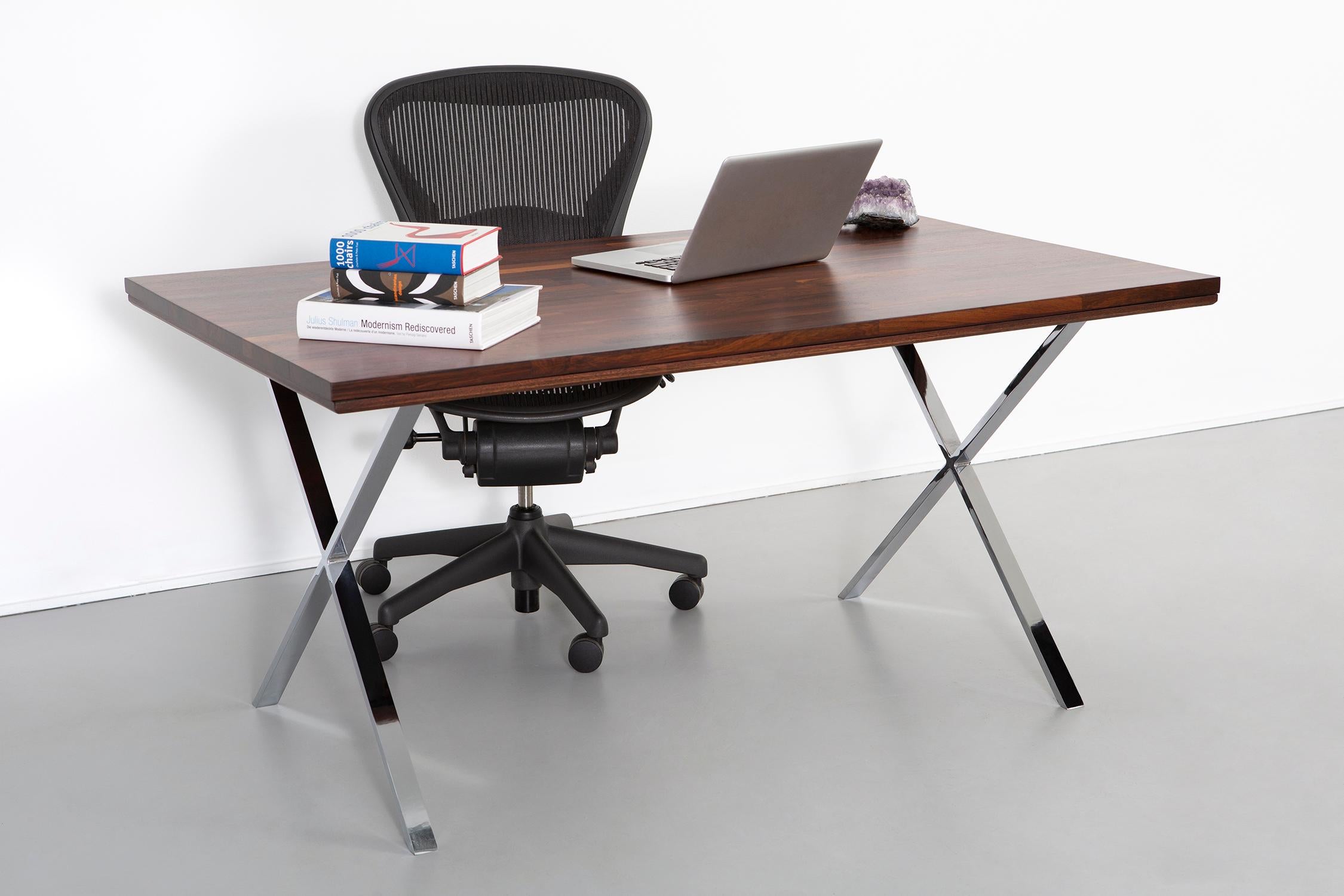 Rosewood and Chrome Campaign Desk by Dave Parmelee for Founders For Sale 2