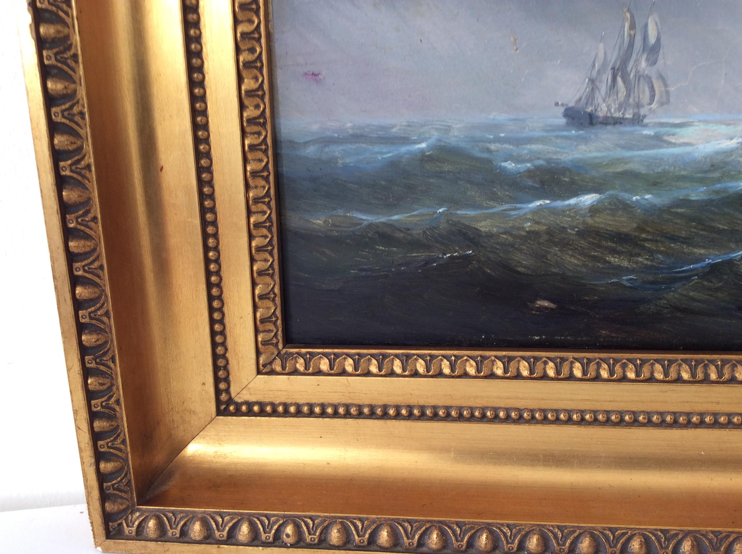 Mahogany Painting Marine style of Carl Frederik Sørensen For Sale