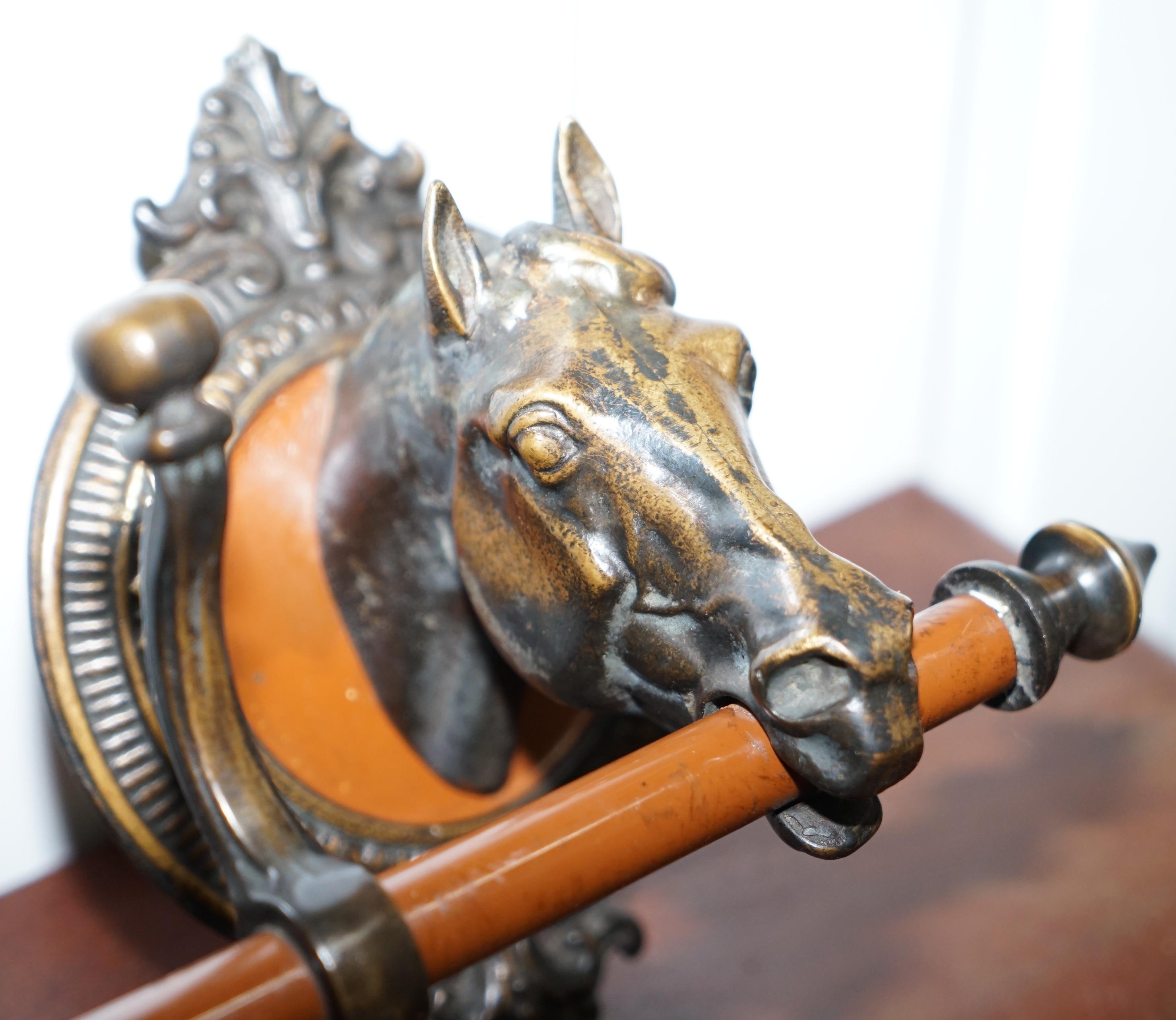 Hand-Crafted Rare Solid Bronze-Mounted Horse Head Equestrian Coat Rack for the Wall Hook Hat