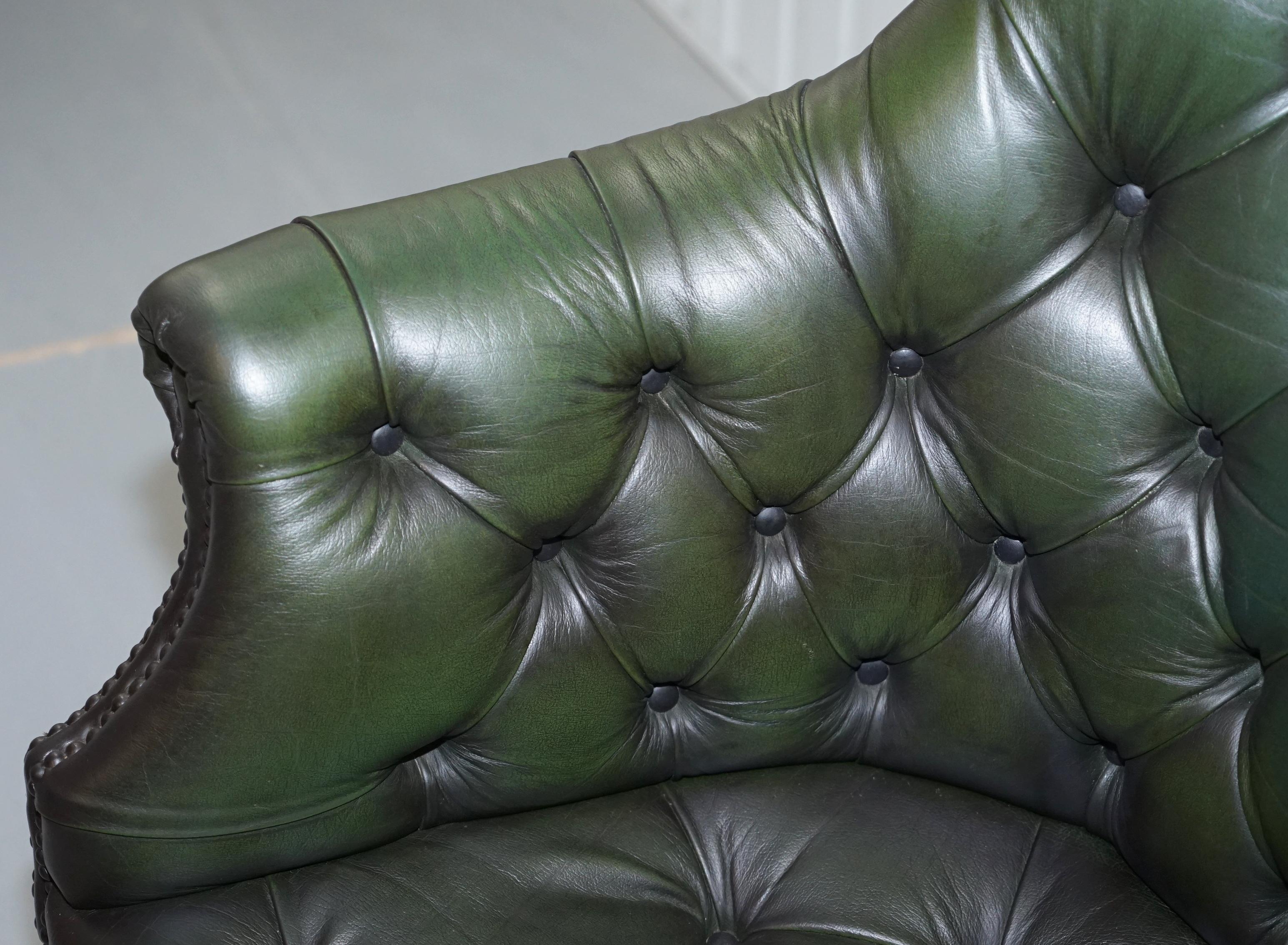 20th Century Vintage Chesterfield Directors Green Leather Executive Captains Office Chair
