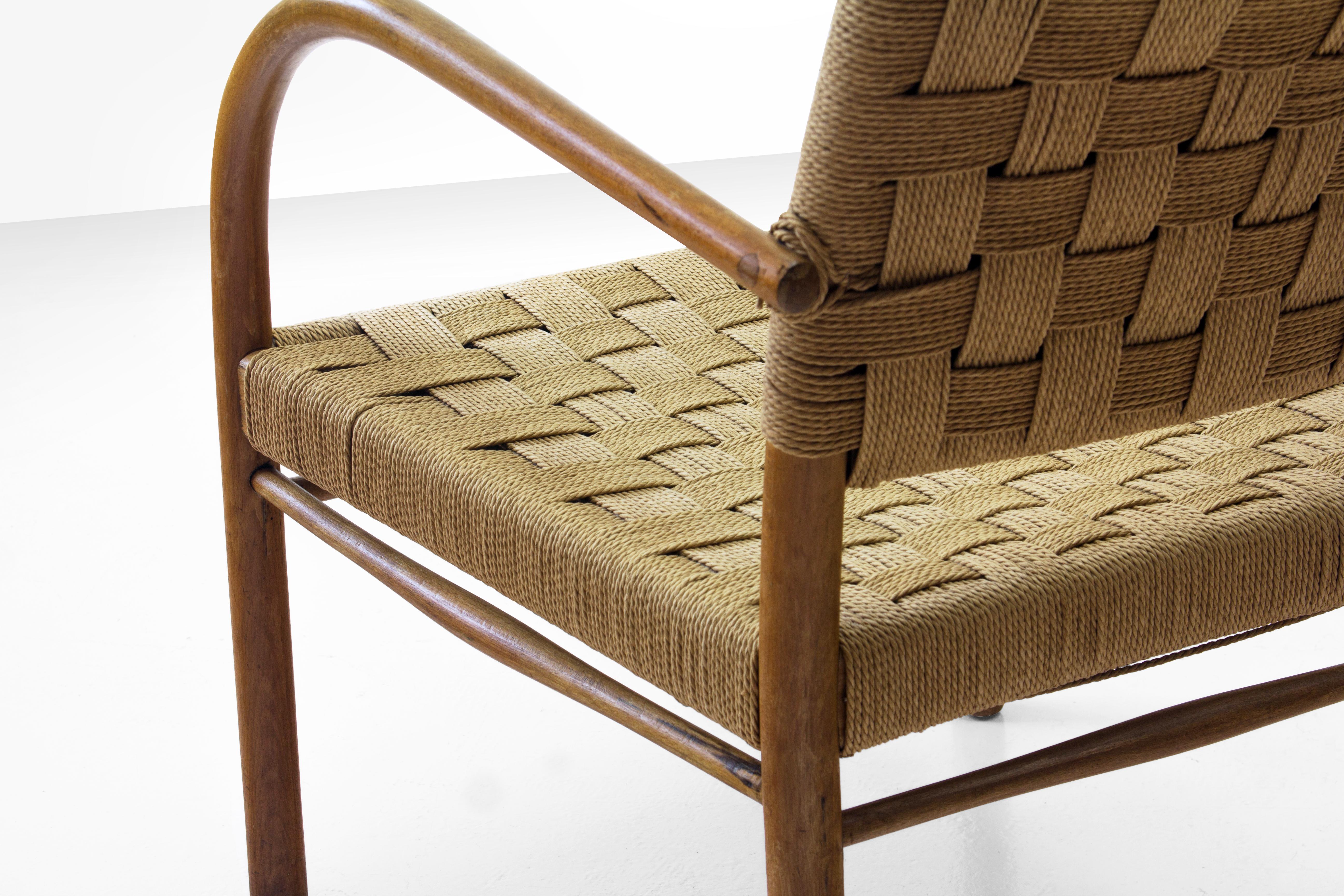 K. Scröder (/Frits Schlegel) Armchair in Beech and Woven Papercord, Denmark 1