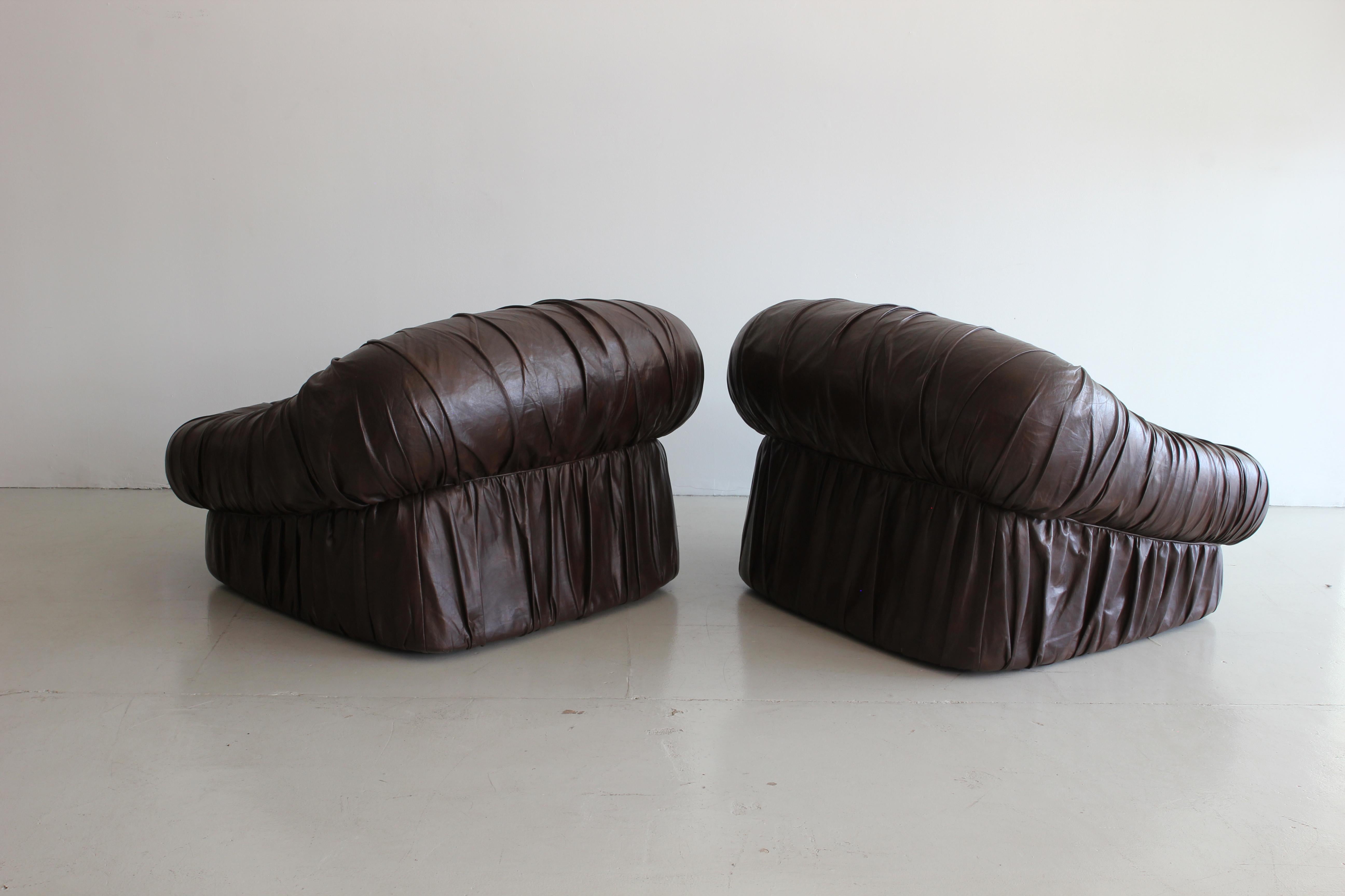 Pair of Leather Club Chairs by De Pas, D'urbino and Lomazzi 3