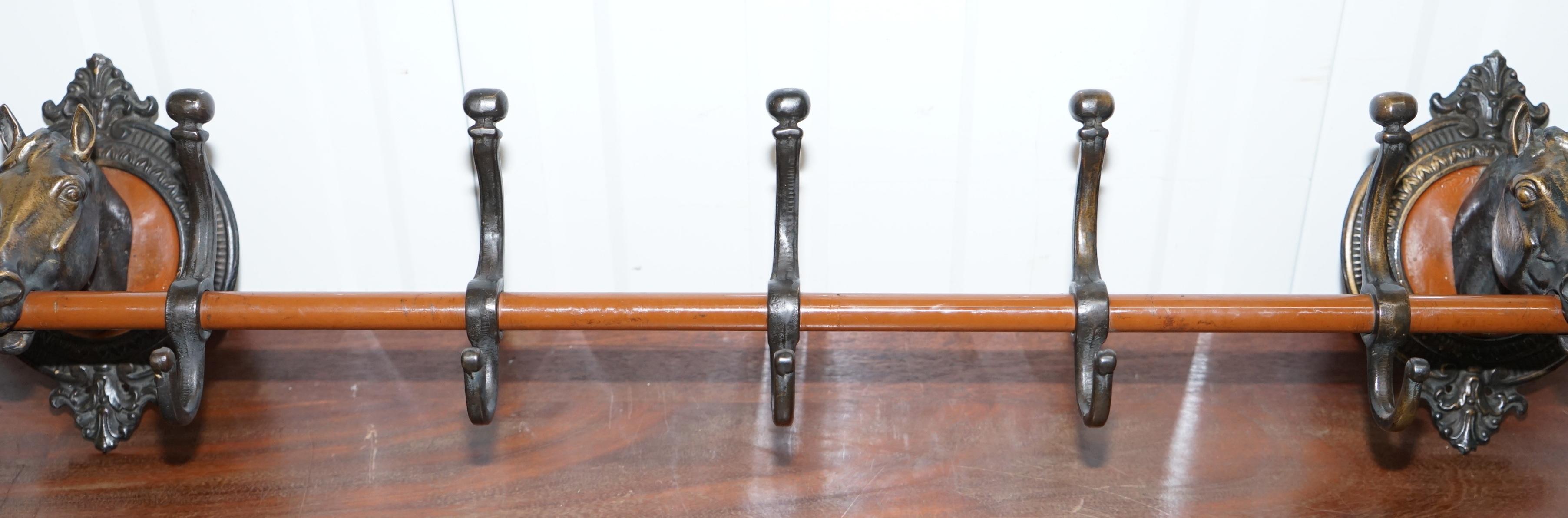 Rare Solid Bronze-Mounted Horse Head Equestrian Coat Rack for the Wall Hook Hat In Good Condition In West Sussex, Pulborough