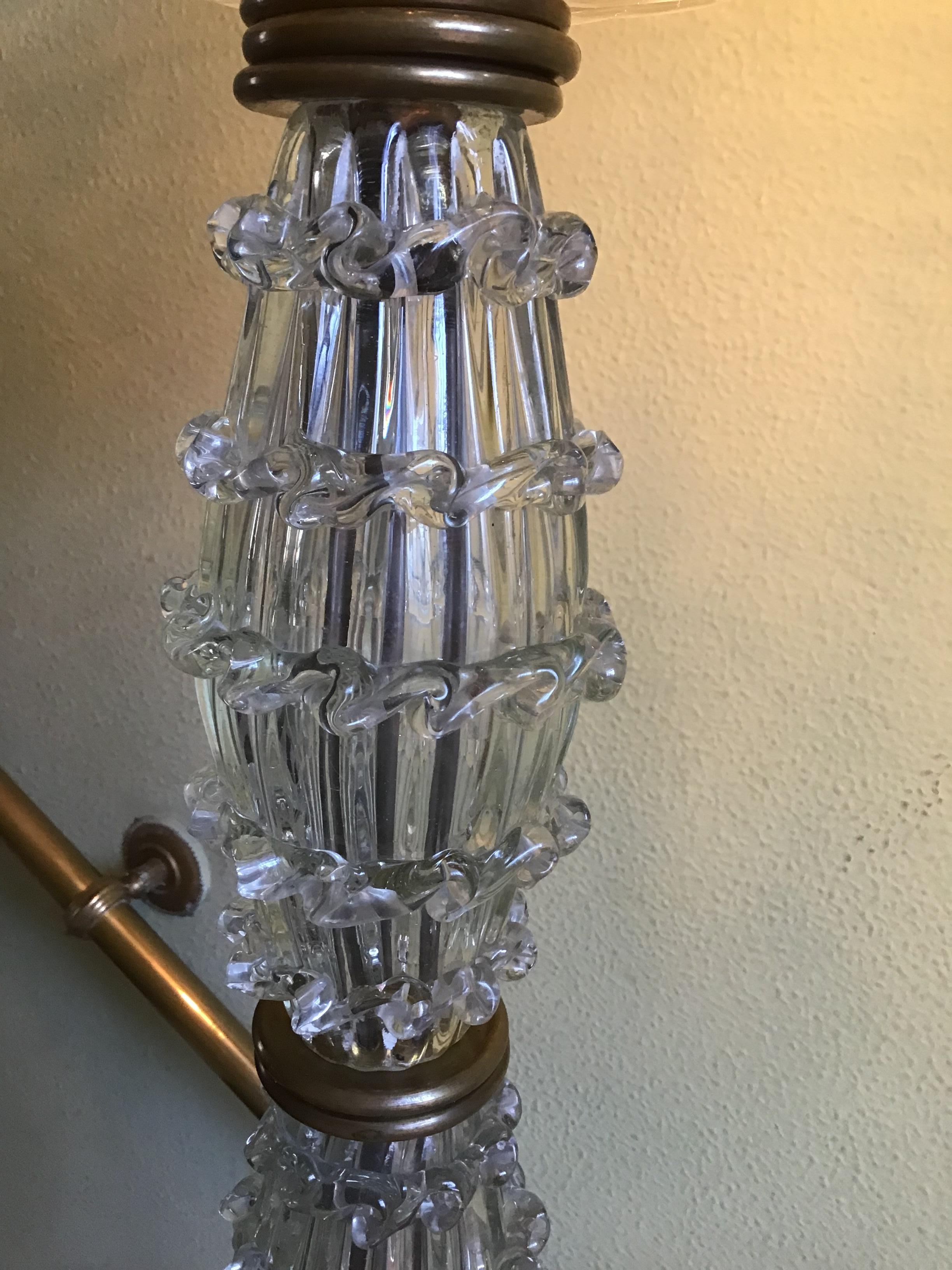 Barovier e Toso Floor Lamp Murano Glass Brass, 1940 3
