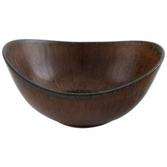 Rörstrand, Gunnar Nylund Ceramic Bowl, Beautiful Glaze in Brown Shades