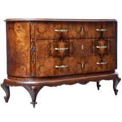 Early 20th century bowfront burr walnut sideboard