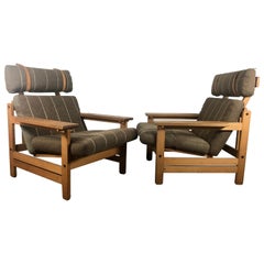 Stunning Pair Paddle Arm Lounge Chairs by Aksel Dahl, Denmark, 1960s