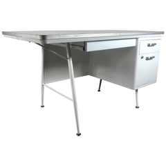 Modernist Lacquered Steel Desk, Metal Industrial