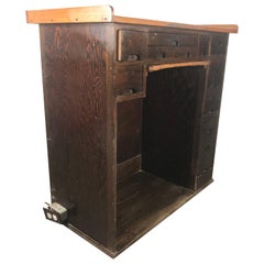 Antique Oak Multi-Drawer Jewelers Desk, Watchmakers Work Bench J.H. Rosberg