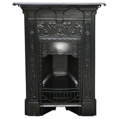 Reclaimed Edwardian Art Nouveau Cast Iron Bedroom Fireplace