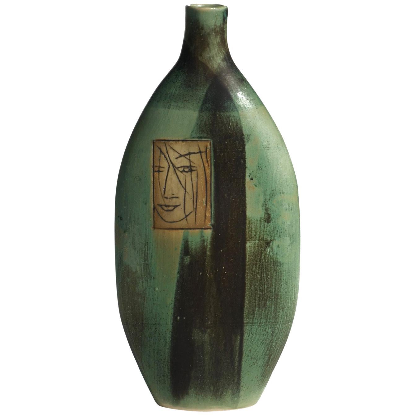 1960s by Pirjo Nylander Finland Scandinavian Pottery Vase For Sale