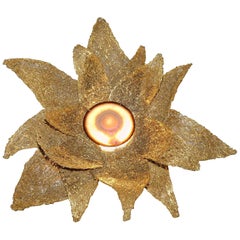 Flower Sconce in Gilded Metal Wire and Agate Heart