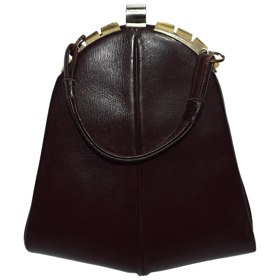 Art Deco 1930s Brown Leather Handbag