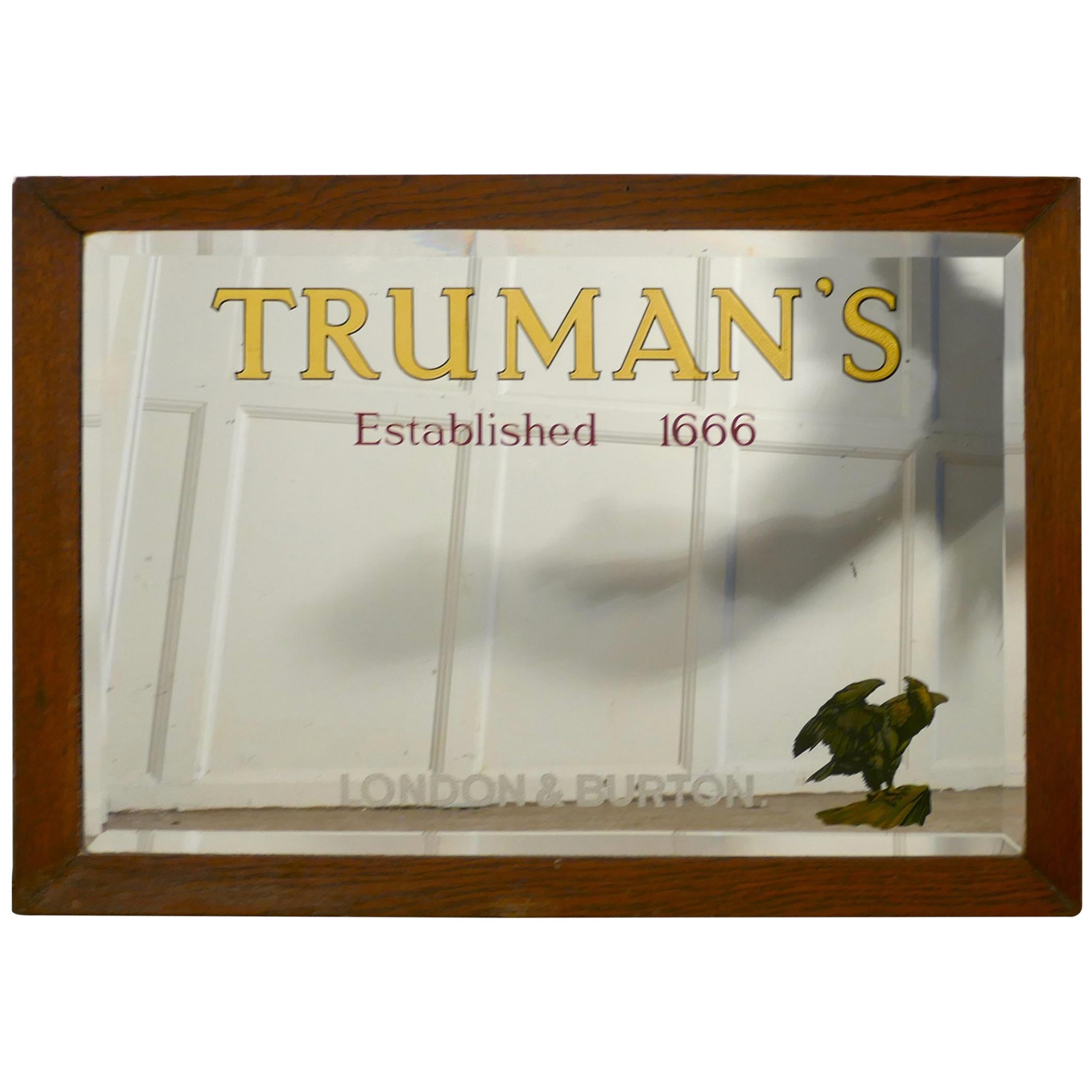 A TRUMAN’s Beer Advertising Mirror, Pub Mirror for Truman’s