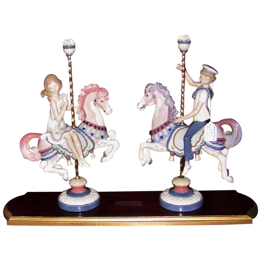 Lladro Retired Boy and Girl on Carousel
