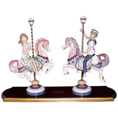 Lladro Retired Boy and Girl on Carousel