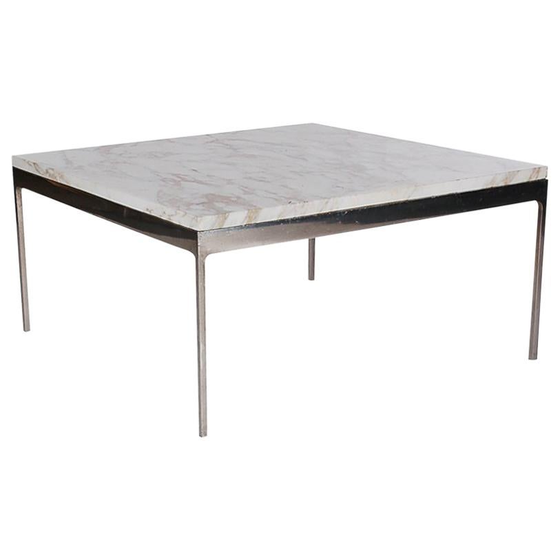MidCentury Modern Small Square Marble Cocktail Table by Nicos