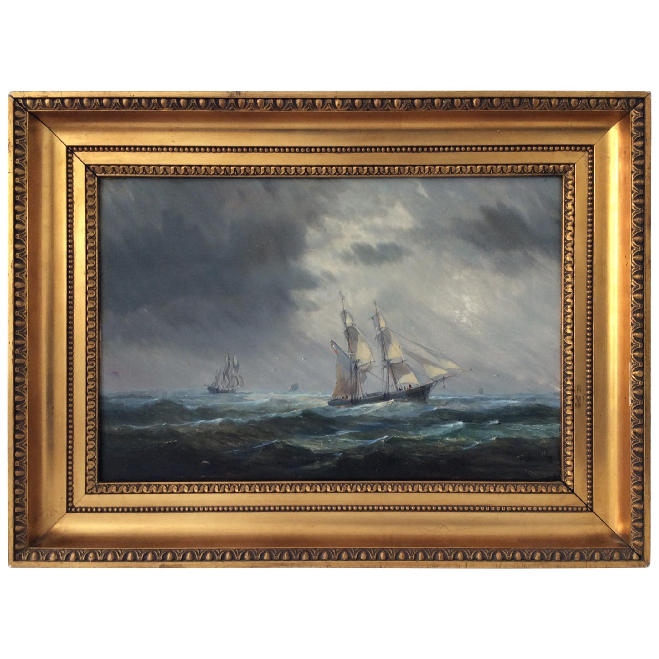 Painting Marine style of Carl Frederik Sørensen For Sale