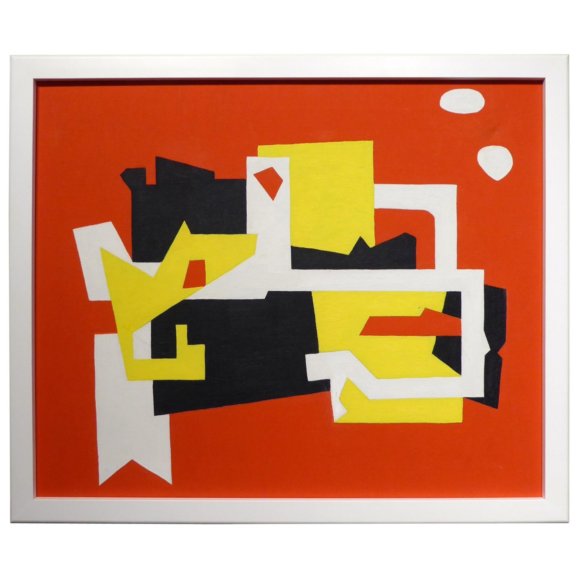 "Two White Clouds" an Abstract Oil on Canvas in the Manner of Stuart Davis For Sale