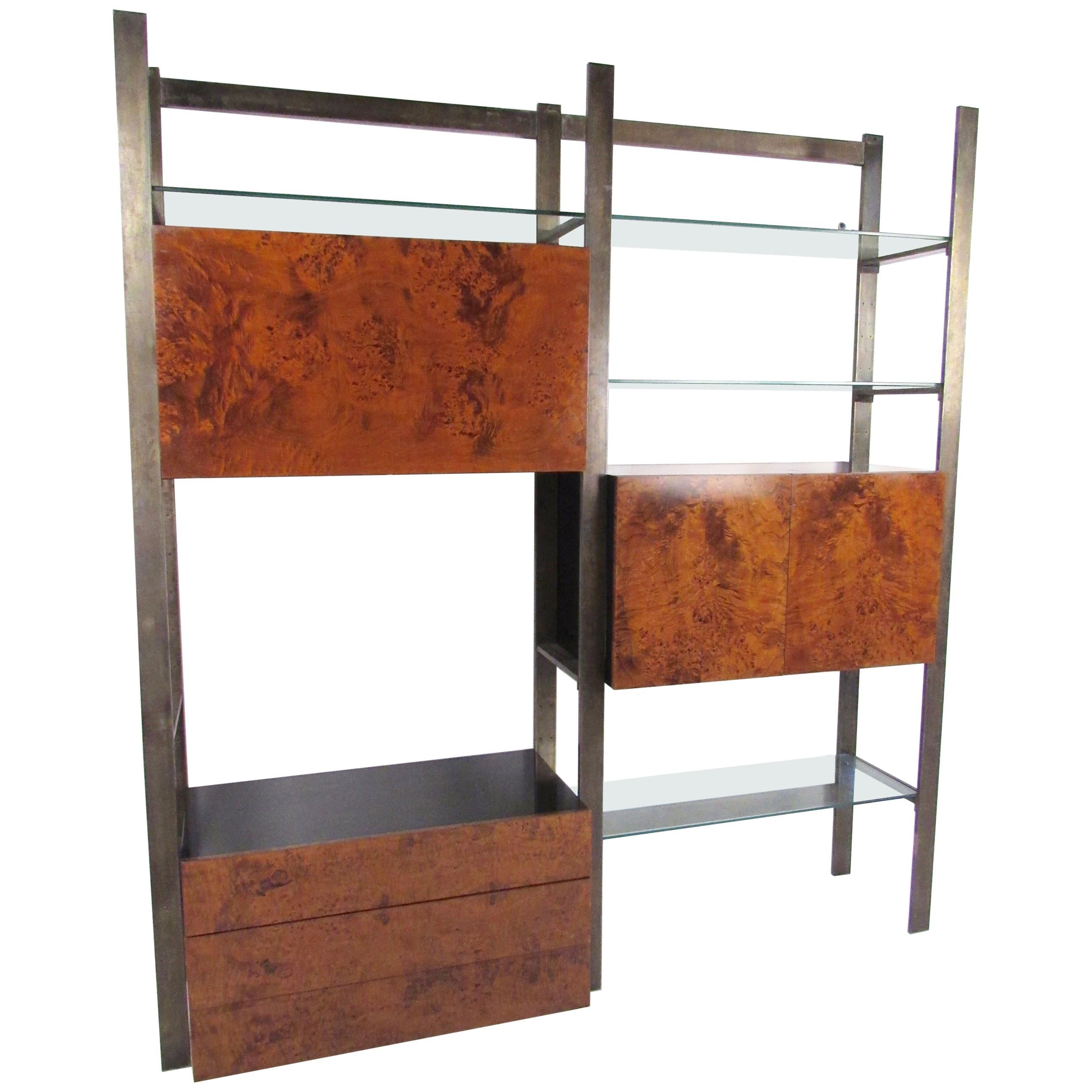 John Stuart Burlwood and Glass Wall Unit