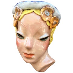 Goldscheider Inspired Czech Signed Ceramic Stylized Art Deco Head