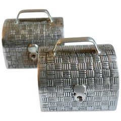Pair of French Sterling Silver Snuff Pill Boxes