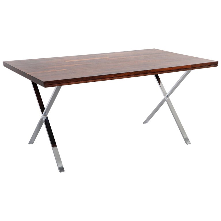 Milo Baughman Rosewood And Chrome Campaign Desk For Sale At 1stdibs