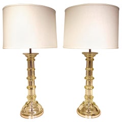 Pair of Murano Glass Column Lamps by the Marbro Lamp Co