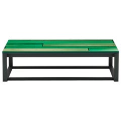 Vintage Iro Low Table in Green Stained Ash and Ocean Green by Jo Nagasaka