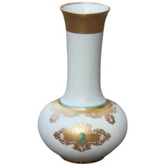 Vase aus Porzellan von Finzi, Gold 24 Karat, italienisches Design, Mid-Century Modern, Weiß, 1950