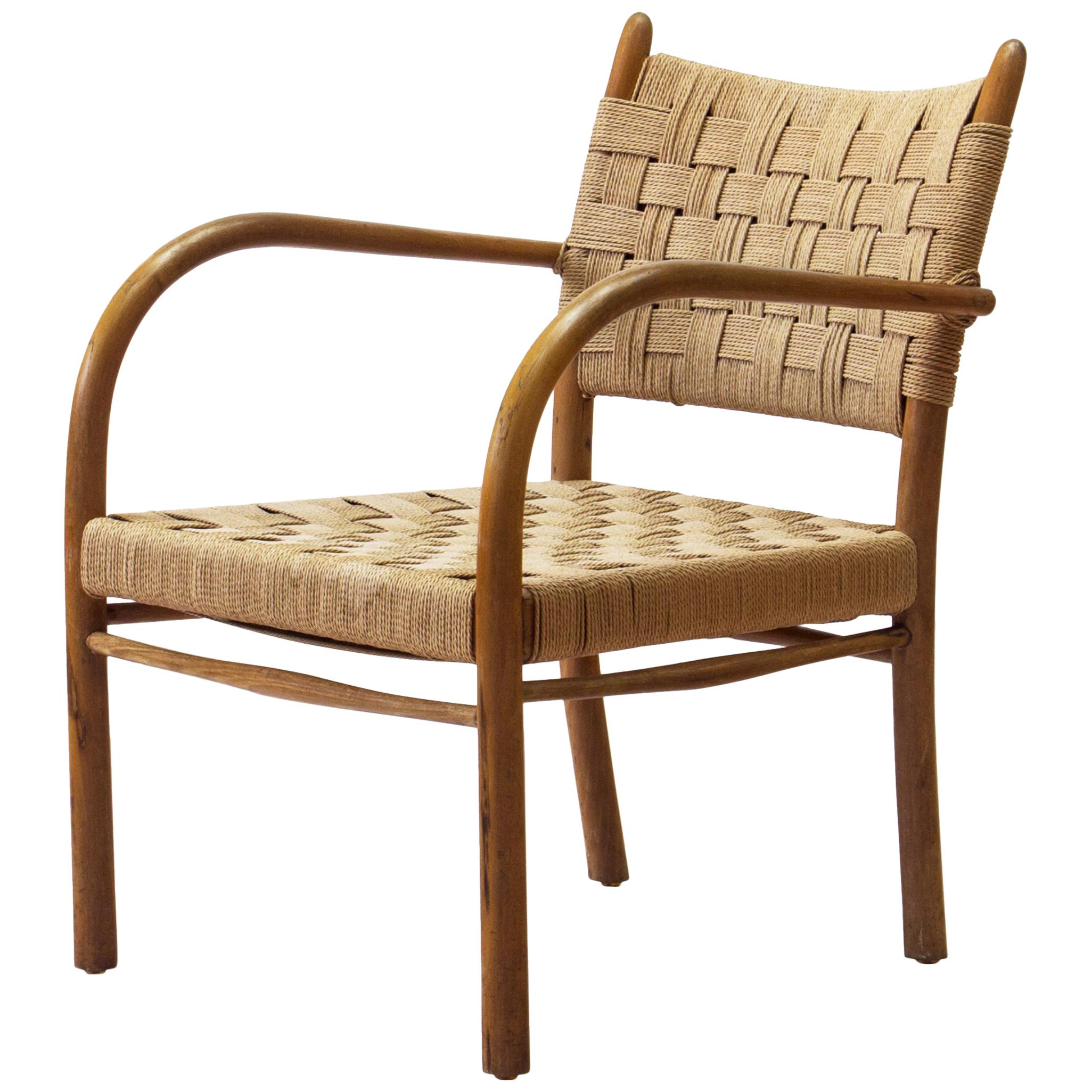 K. Scröder (/Frits Schlegel) Armchair in Beech and Woven Papercord, Denmark