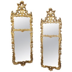 Pair of Large Carved Giltwood Wall Mirrors
