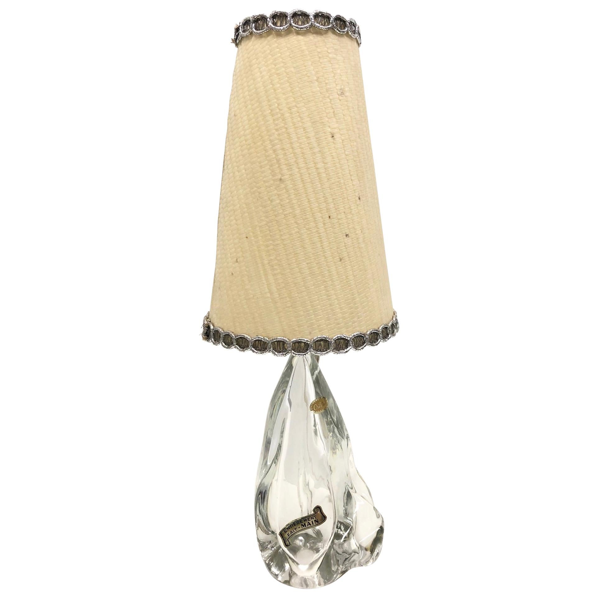 Iconic Midcentury Clear Crystal Glass Table Lamp in Style of a Mountain Rock For Sale